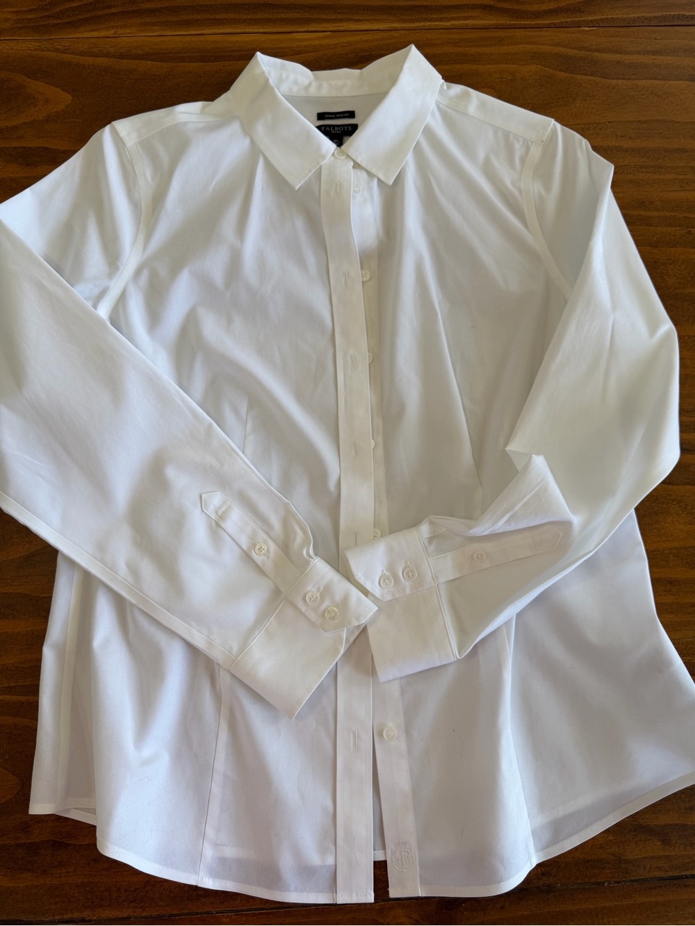 Talbots 8P White Women's Dress Shirt Classic Button Front